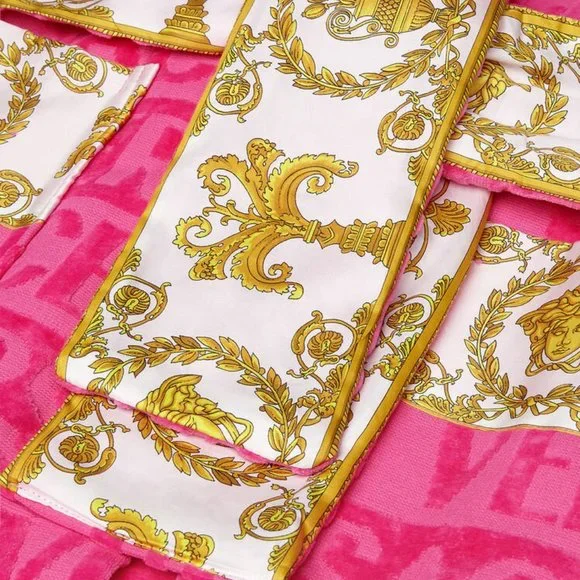 Authentic VERSACE I ♡ BAROQUE BATHROBE - Unisex Pink Size M - Picture 7 of 9